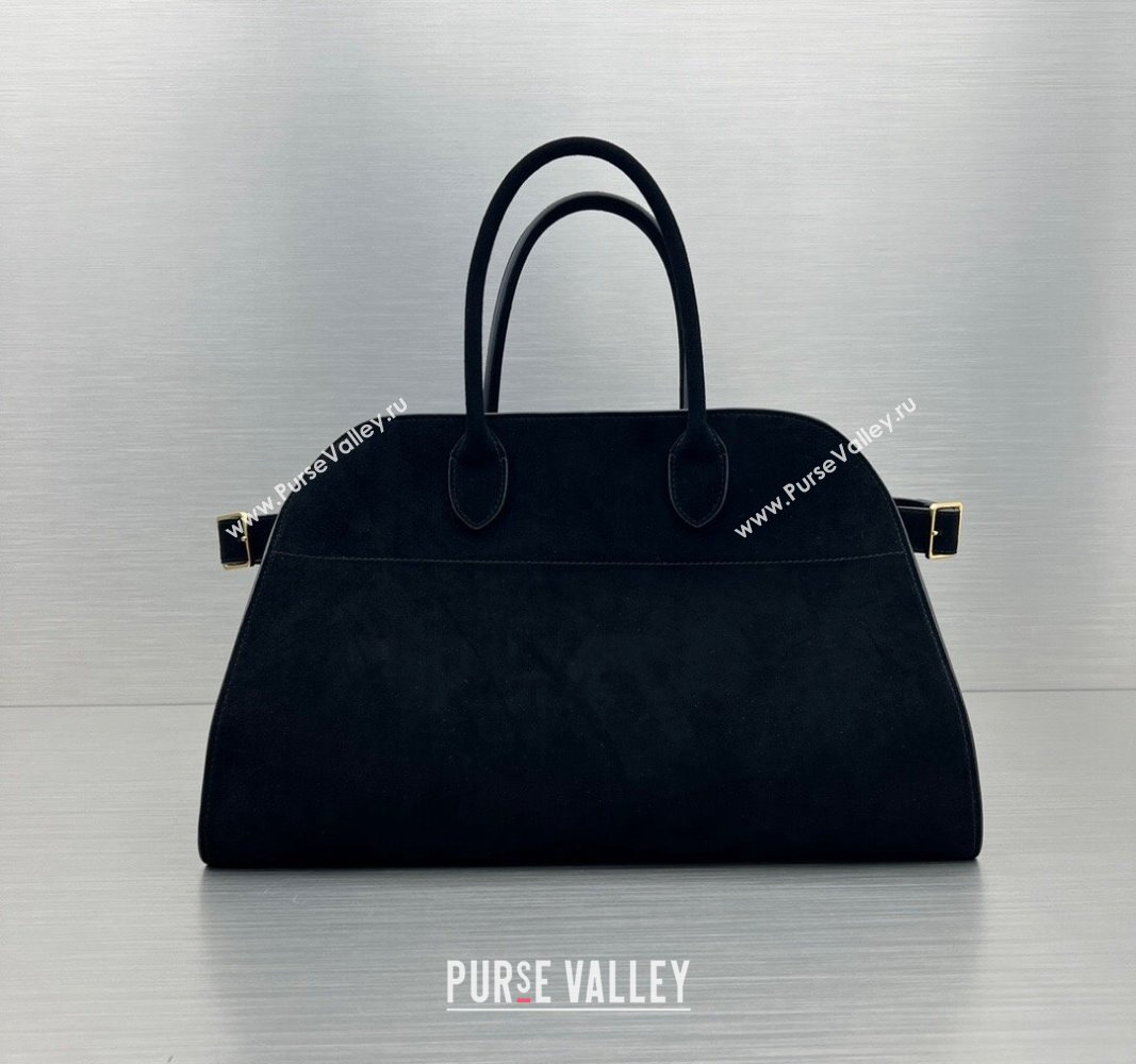 The Row Margaux 15 Medium Tote Bag in Suede Black 2024 1831 (ningm-240921037)