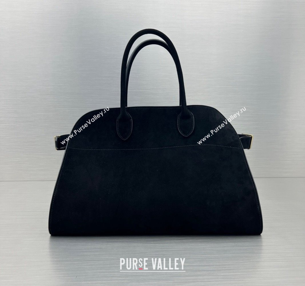 The Row Margaux 15 Medium Tote Bag in Suede Black 2024 1831 (ningm-240921037)