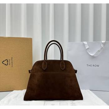 The Row Margaux 15 Medium Tote Bag in Suede Dark Brown 2024 1831 (ningm-240921038)