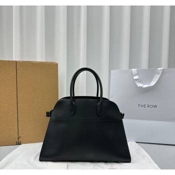 The Row Margaux 15 Medium Tote Bag in Calf Leather Black 2024 1831 (ningm-240921039)