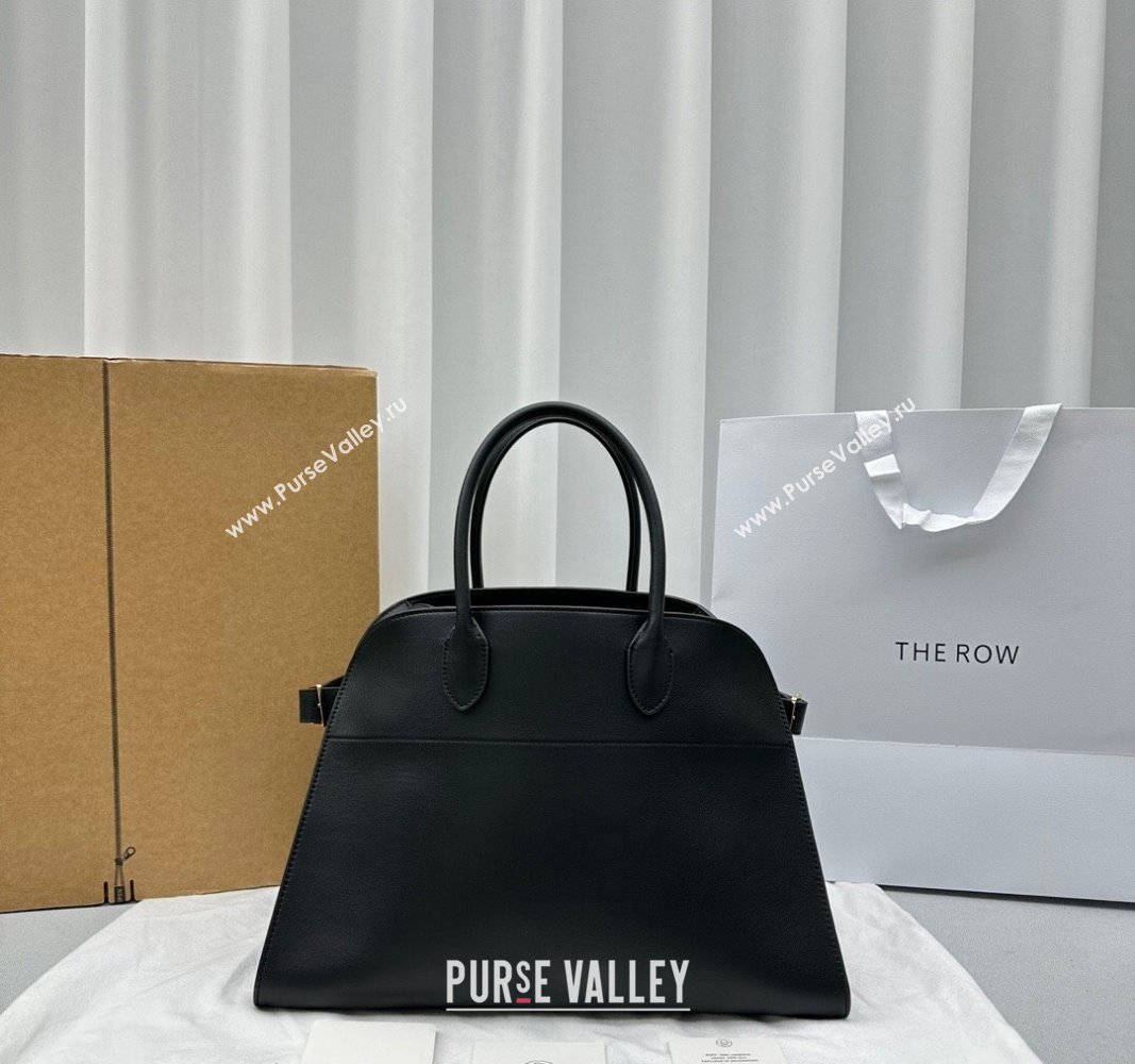 The Row Margaux 15 Medium Tote Bag in Calf Leather Black 2024 1831 (ningm-240921039)