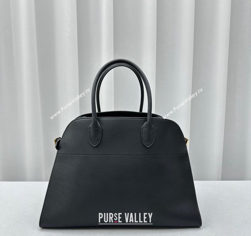 The Row Margaux 15 Medium Tote Bag in Calf Leather Black 2024 1831 (ningm-240921039)