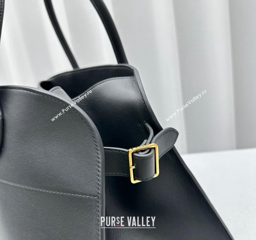 The Row Margaux 15 Medium Tote Bag in Calf Leather Black 2024 1831 (ningm-240921039)