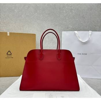 The Row Margaux 17 Large Tote Bag in Smooth Leather Dark Red 2024 1831 (ningm-240921040)