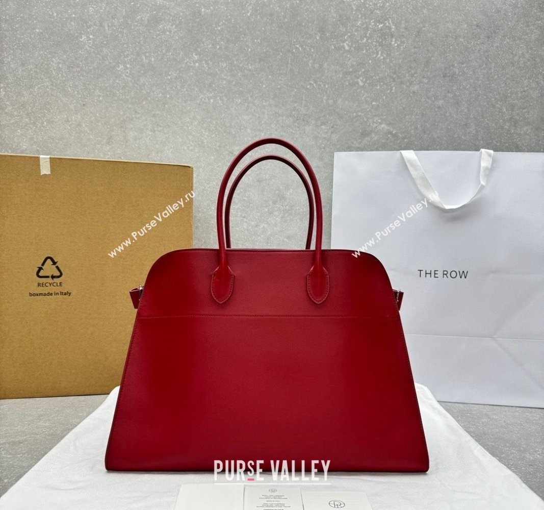 The Row Margaux 17 Large Tote Bag in Smooth Leather Dark Red 2024 1831 (ningm-240921040)