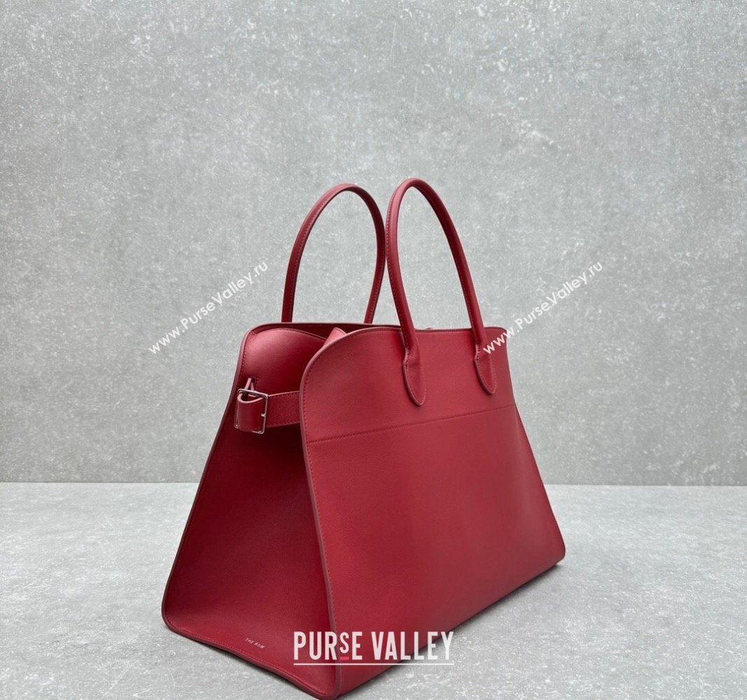 The Row Margaux 17 Large Tote Bag in Smooth Leather Dark Red 2024 1831 (ningm-240921040)