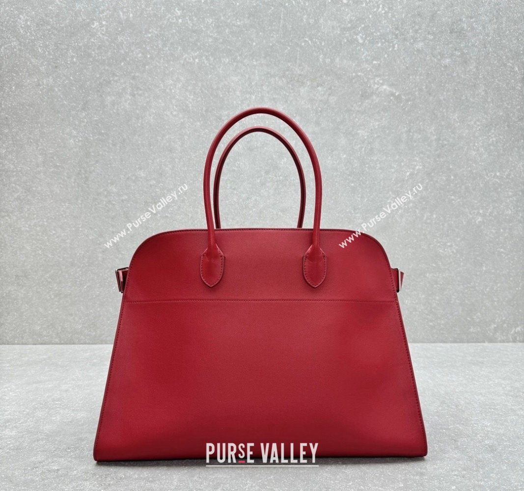 The Row Margaux 17 Large Tote Bag in Smooth Leather Dark Red 2024 1831 (ningm-240921040)