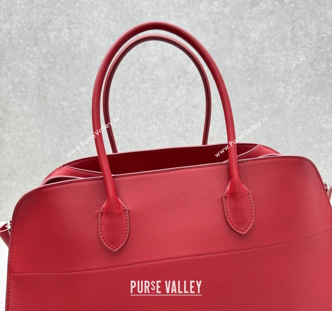 The Row Margaux 17 Large Tote Bag in Smooth Leather Dark Red 2024 1831 (ningm-240921040)