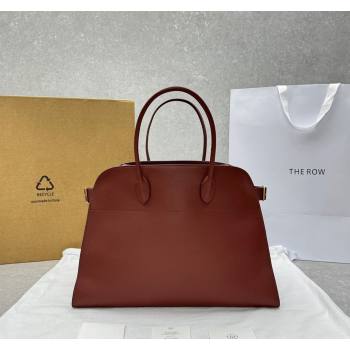 The Row Margaux 17 Large Tote Bag in Smooth Leather Brick Red 2024 1831 (ningm-240921041)