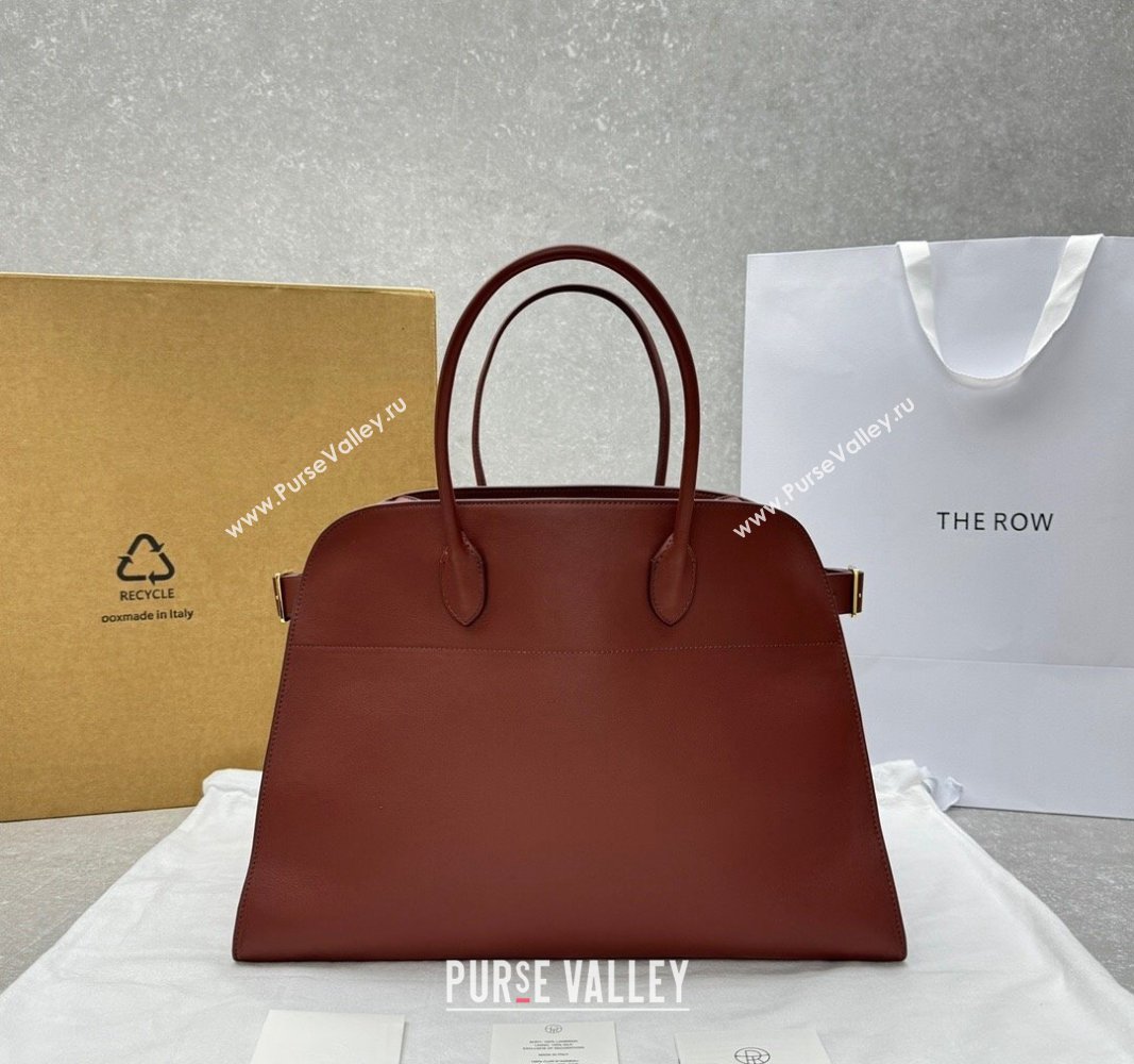 The Row Margaux 17 Large Tote Bag in Smooth Leather Brick Red 2024 1831 (ningm-240921041)