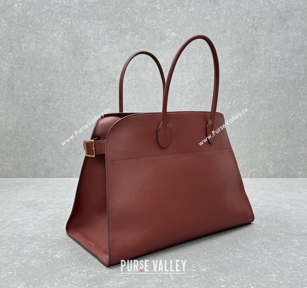 The Row Margaux 17 Large Tote Bag in Smooth Leather Brick Red 2024 1831 (ningm-240921041)