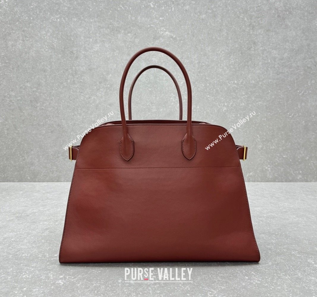 The Row Margaux 17 Large Tote Bag in Smooth Leather Brick Red 2024 1831 (ningm-240921041)