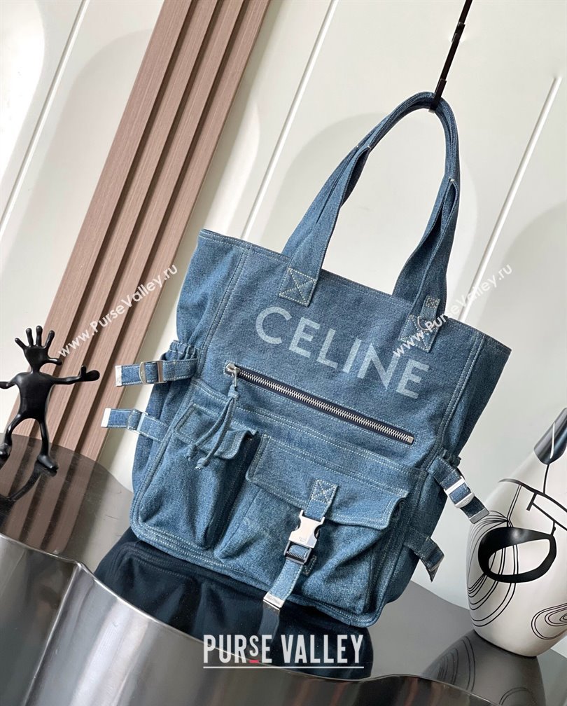 Celine Mens Tote Bag in Blue Denim with Celine 2024 116072 (ssz-241108007)