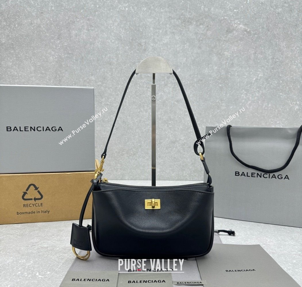 Balenciaga Rodeo Smooth Leather Shoulder bag Black 2024 92874 (ningm-241214053)