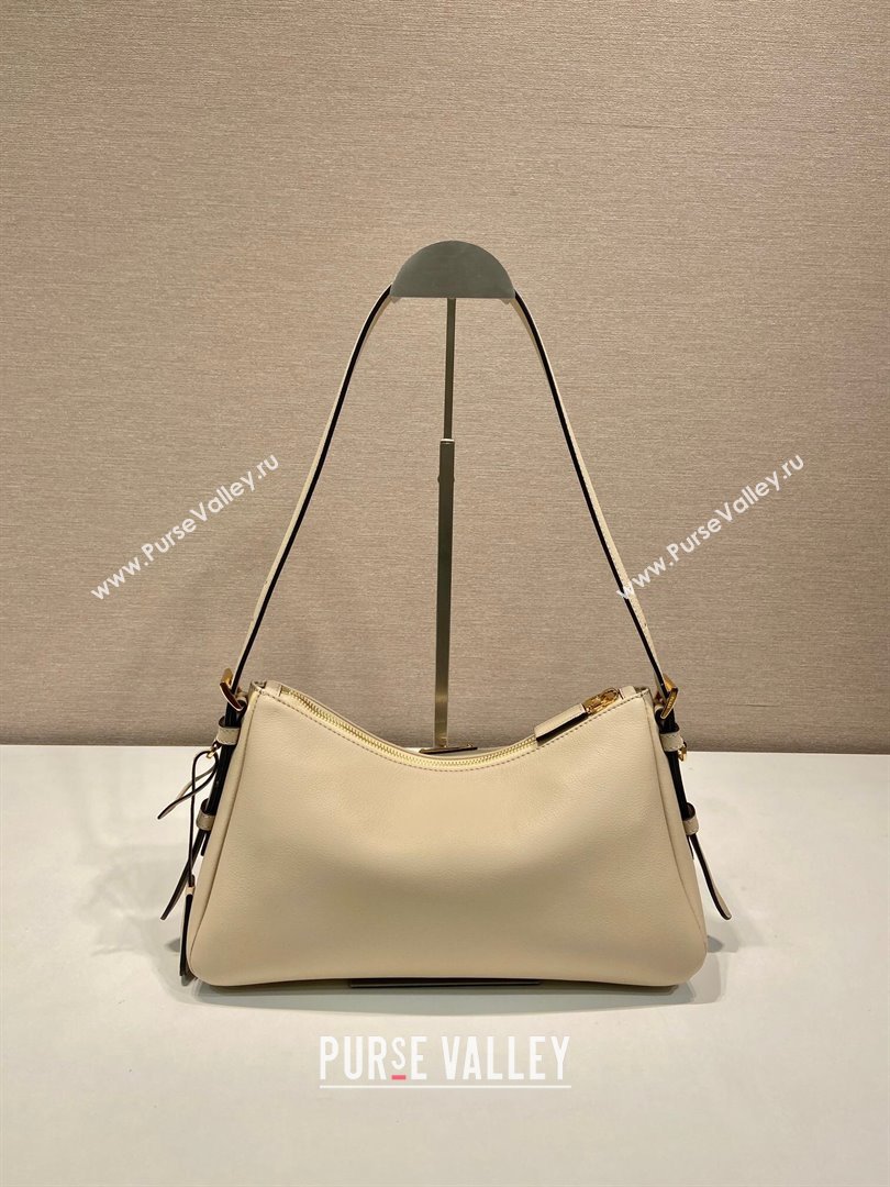 Prada Aimee medium leather shoulder bag Beige 2025 1BC229 (YZ-250805116)