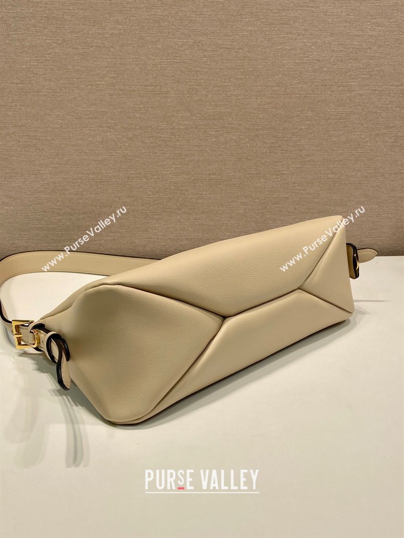 Prada Aimee medium leather shoulder bag Beige 2025 1BC229 (YZ-250805116)