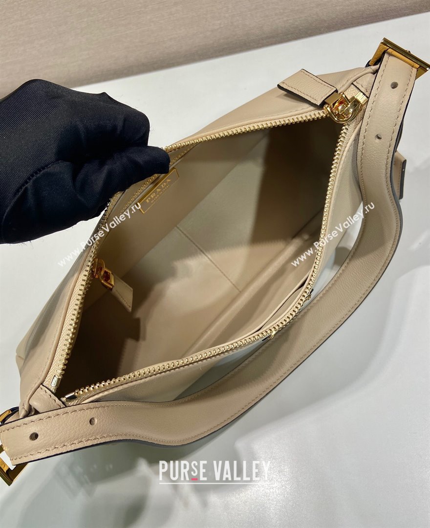 Prada Aimee medium leather shoulder bag Beige 2025 1BC229 (YZ-250805116)
