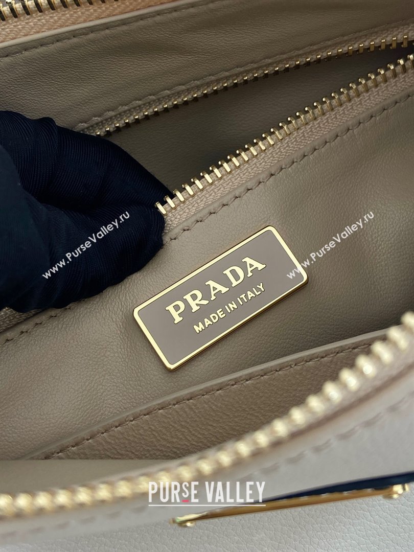 Prada Aimee medium leather shoulder bag Beige 2025 1BC229 (YZ-250805116)