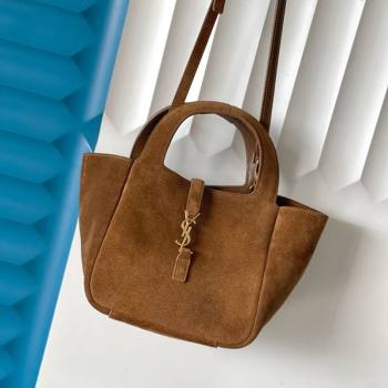 Saint Laurent LE 5 À 7 Baby Bea Tote Bag in Suede Caramel Cognac 2026 872469 (MHUI-260408082)