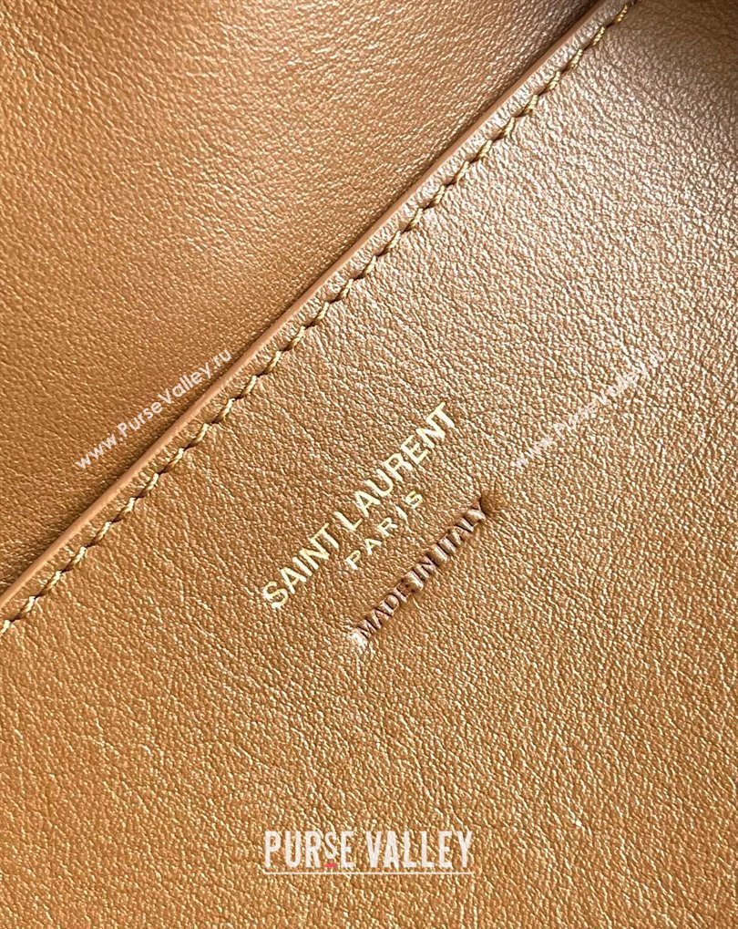 Saint Laurent LE 5 À 7 Baby Bea Tote Bag in Suede Caramel Cognac 2026 872469 (MHUI-260408082)