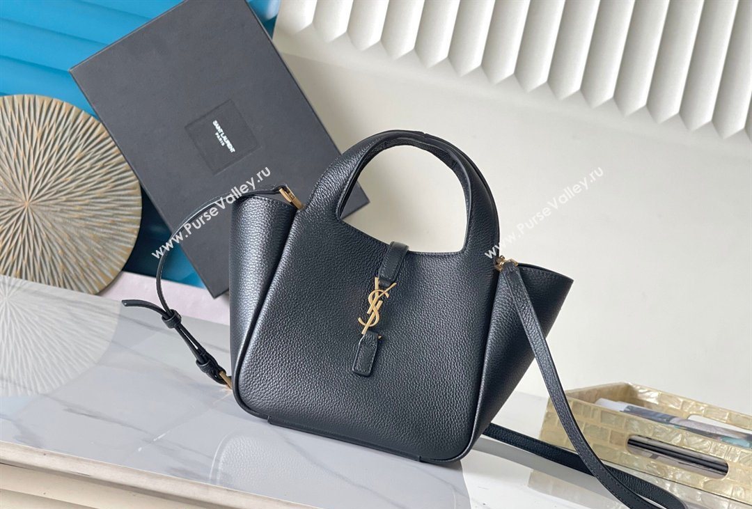 Saint Laurent LE 5 À 7 Baby Bea Tote Bag in Grained Leather Black 2026 872469 (MHUI-260408083)