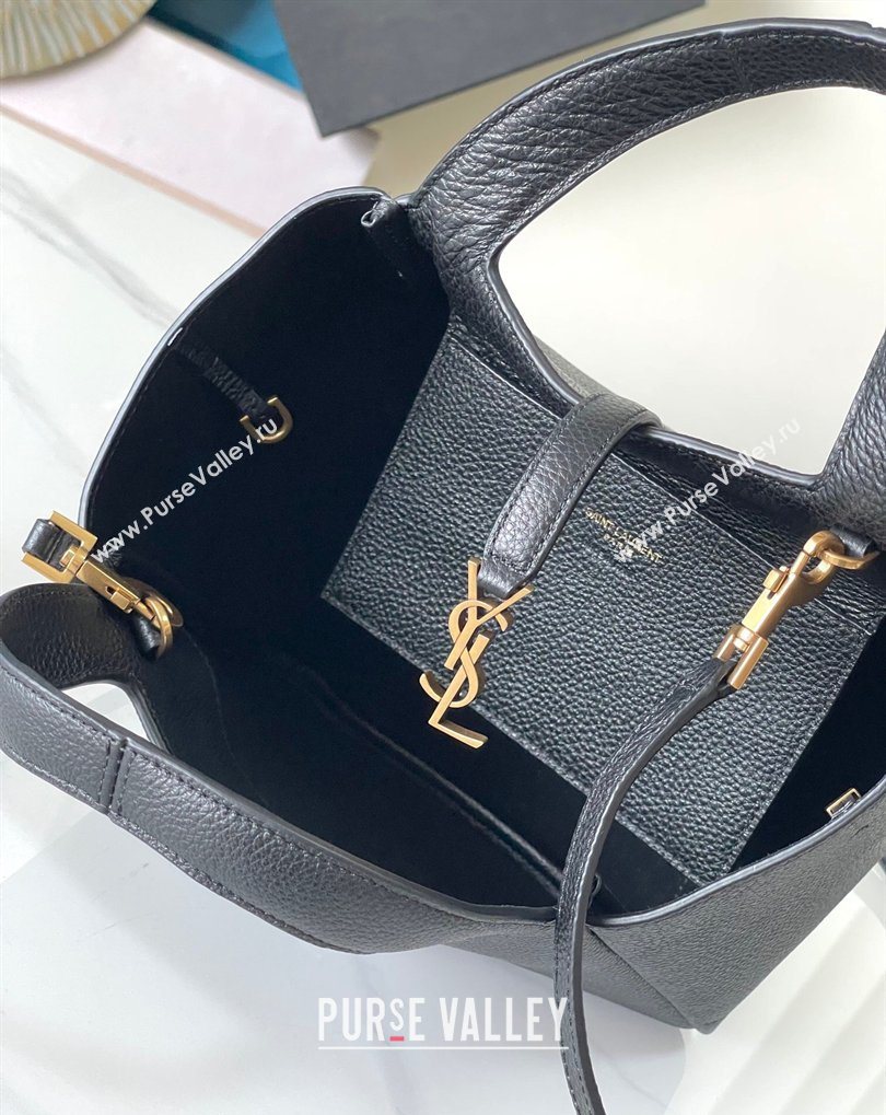Saint Laurent LE 5 À 7 Baby Bea Tote Bag in Grained Leather Black 2026 872469 (MHUI-260408083)