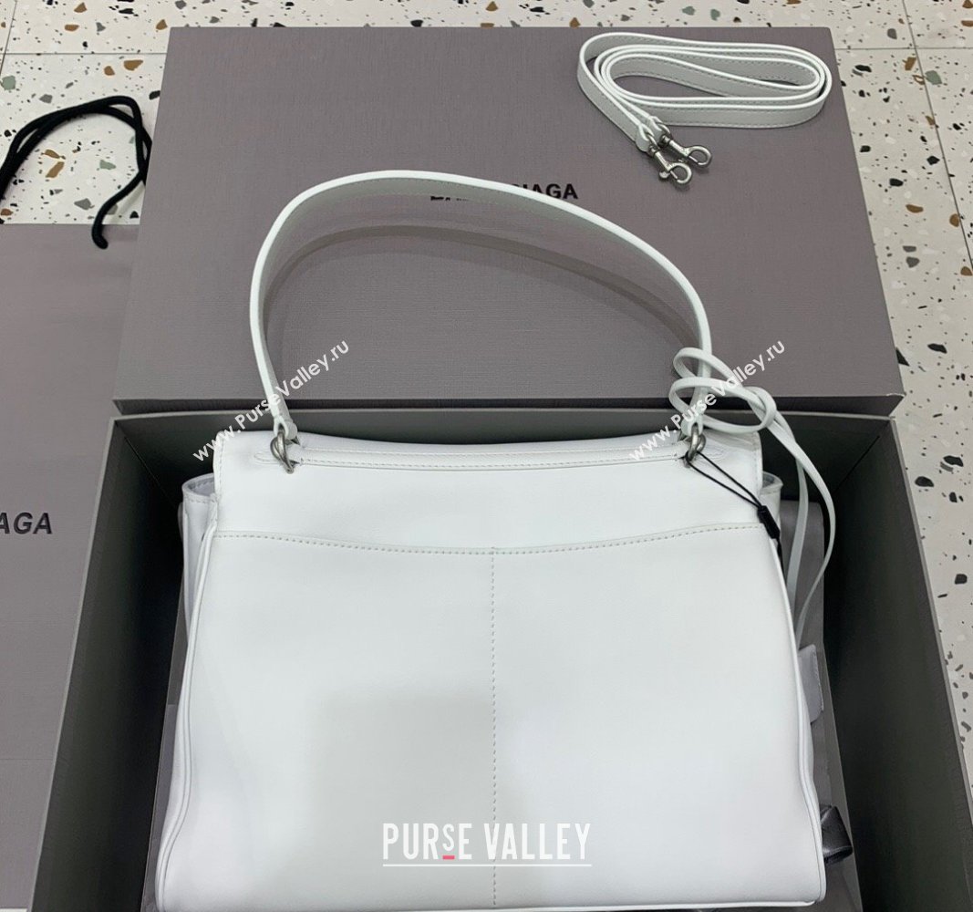 Balenciaga Rodeo Medium Handbag in white smooth calfskin - aged-silver hardware 2024 78972 (JM-240527021)