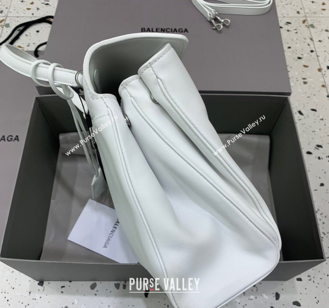 Balenciaga Rodeo Medium Handbag in white smooth calfskin - aged-silver hardware 2024 78972 (JM-240527021)