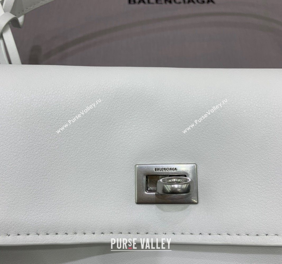 Balenciaga Rodeo Medium Handbag in white smooth calfskin - aged-silver hardware 2024 78972 (JM-240527021)