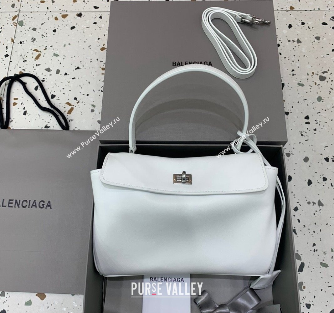 Balenciaga Rodeo Small Handbag in white smooth calfskin - aged-silver hardware 2024 78972 (JM-240527022)