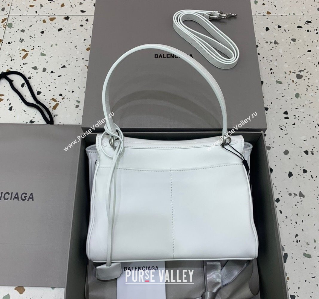 Balenciaga Rodeo Small Handbag in white smooth calfskin - aged-silver hardware 2024 78972 (JM-240527022)