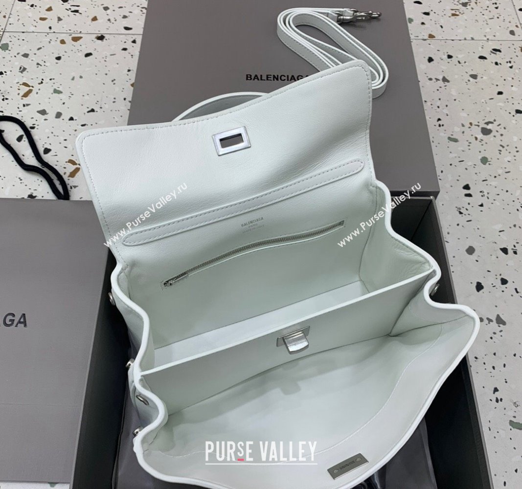 Balenciaga Rodeo Small Handbag in white smooth calfskin - aged-silver hardware 2024 78972 (JM-240527022)