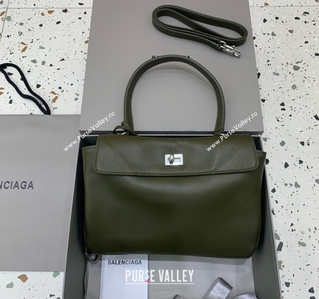 Balenciaga Rodeo Small Handbag in green smooth calfskin - aged-silver hardware 2024 78972 (JM-240527024)