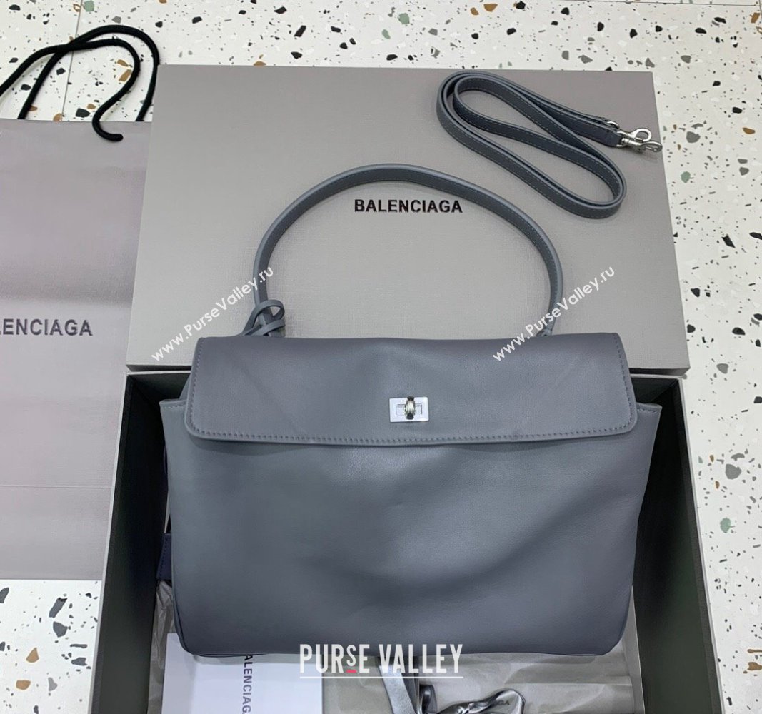 Balenciaga Rodeo Medium Handbag in grey smooth calfskin - aged-silver hardware 2024 78972 (JM-240527025)