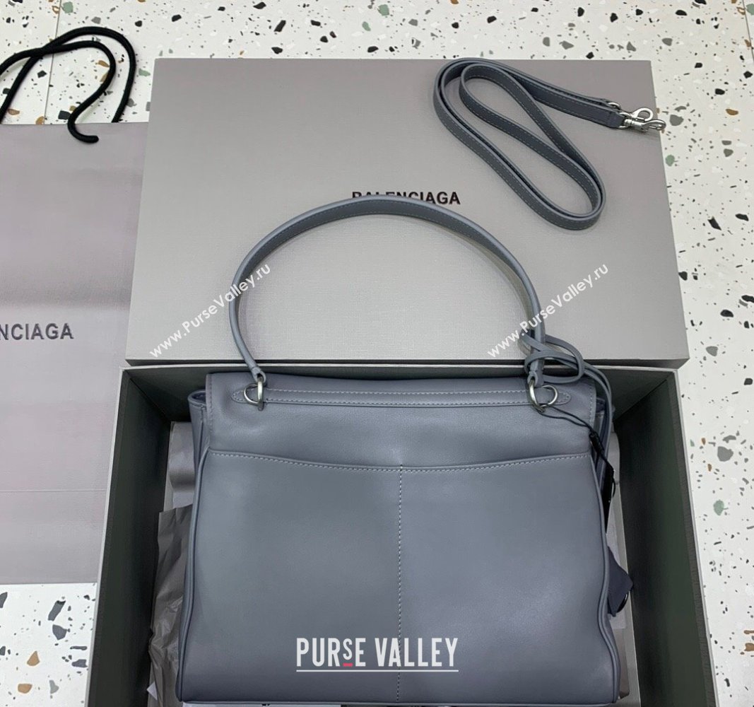 Balenciaga Rodeo Medium Handbag in grey smooth calfskin - aged-silver hardware 2024 78972 (JM-240527025)