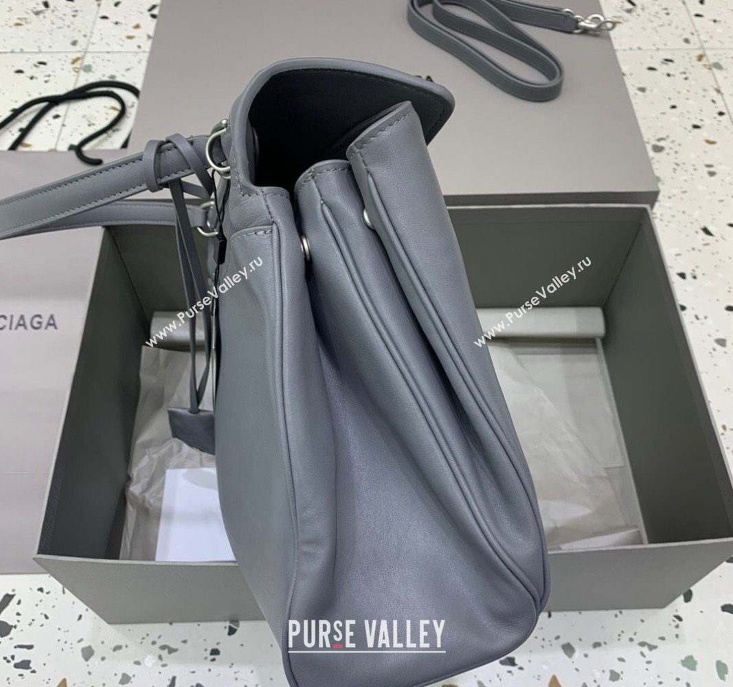 Balenciaga Rodeo Medium Handbag in grey smooth calfskin - aged-silver hardware 2024 78972 (JM-240527025)