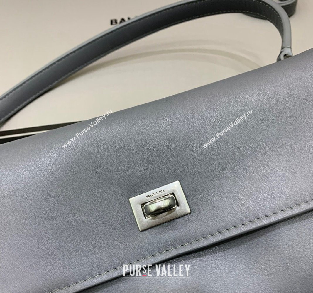 Balenciaga Rodeo Medium Handbag in grey smooth calfskin - aged-silver hardware 2024 78972 (JM-240527025)