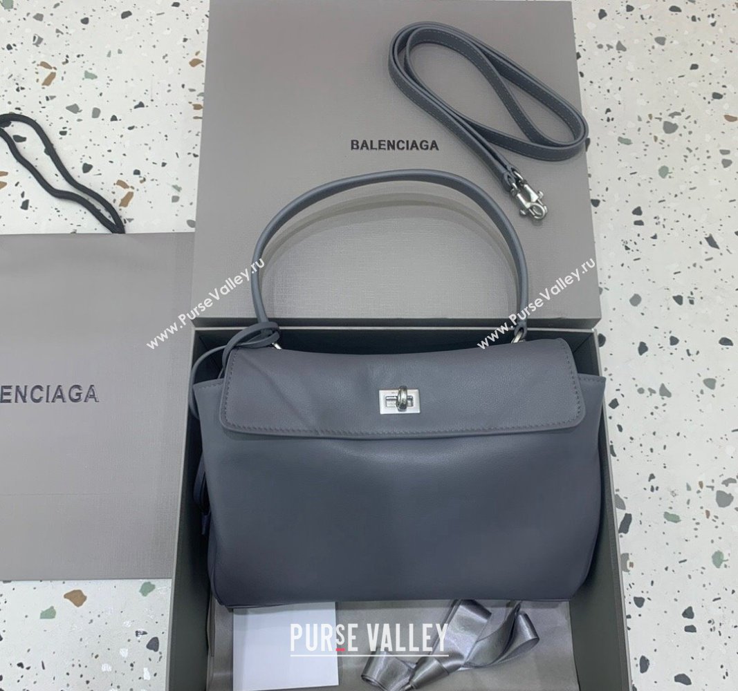 Balenciaga Rodeo Small Handbag in grey smooth calfskin - aged-silver hardware 2024 78972 (JM-240527026)
