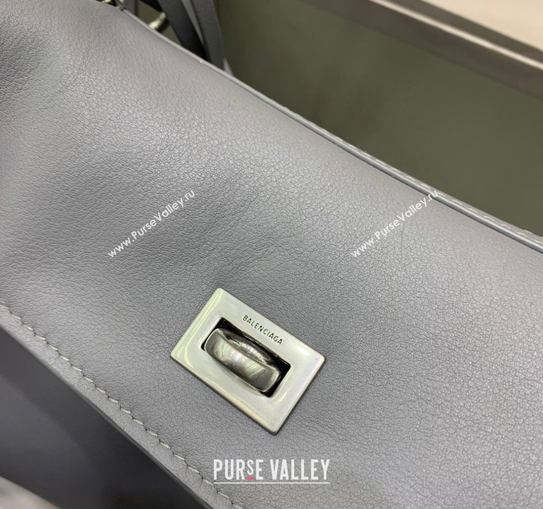 Balenciaga Rodeo Small Handbag in grey smooth calfskin - aged-silver hardware 2024 78972 (JM-240527026)