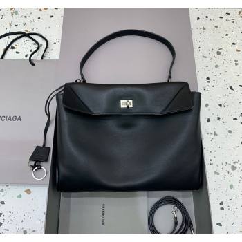 Balenciaga Rodeo Medium Handbag in black smooth calfskin - aged-silver hardware 2024 78972 (JM-240527027)