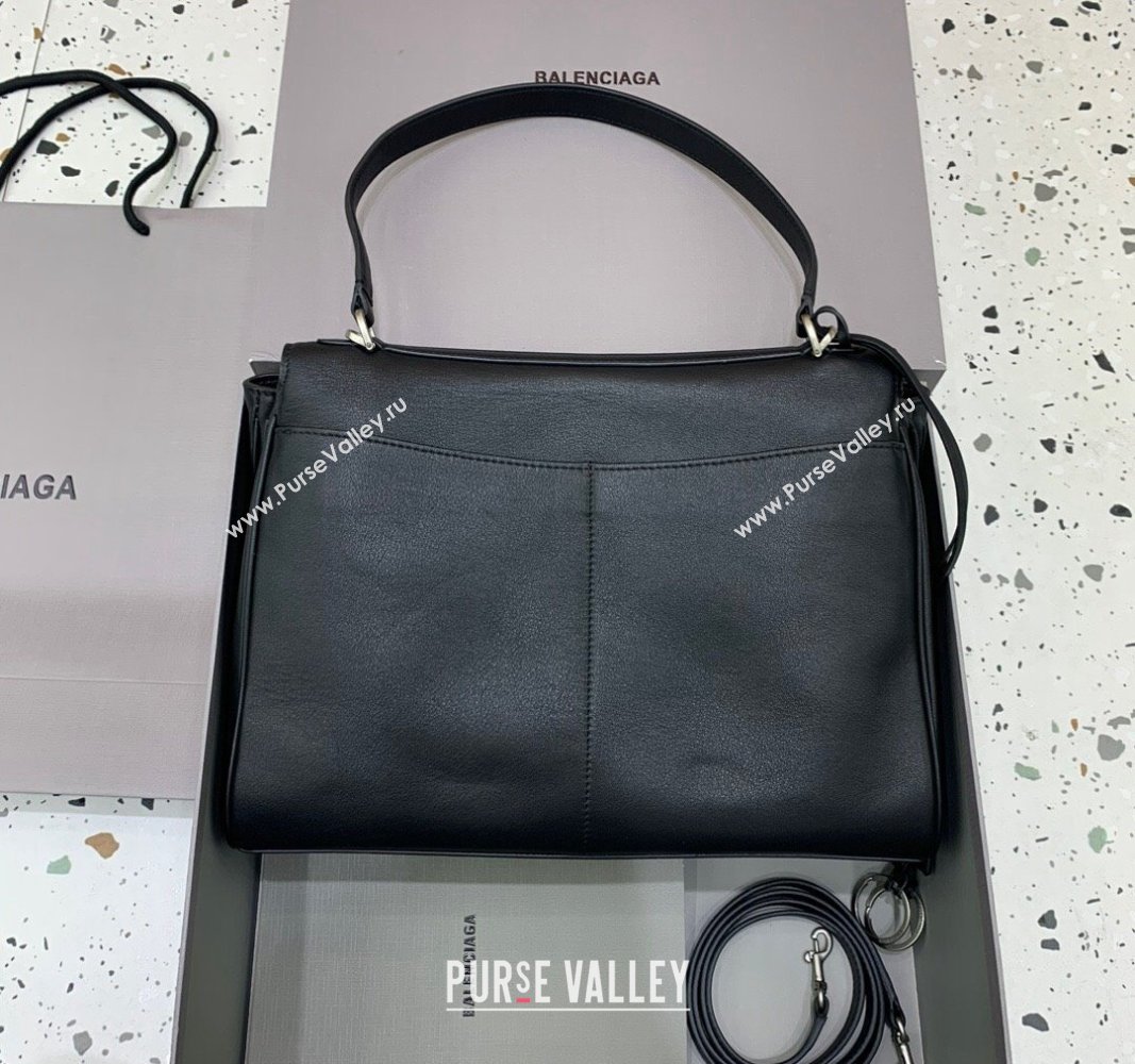 Balenciaga Rodeo Medium Handbag in black smooth calfskin - aged-silver hardware 2024 78972 (JM-240527027)