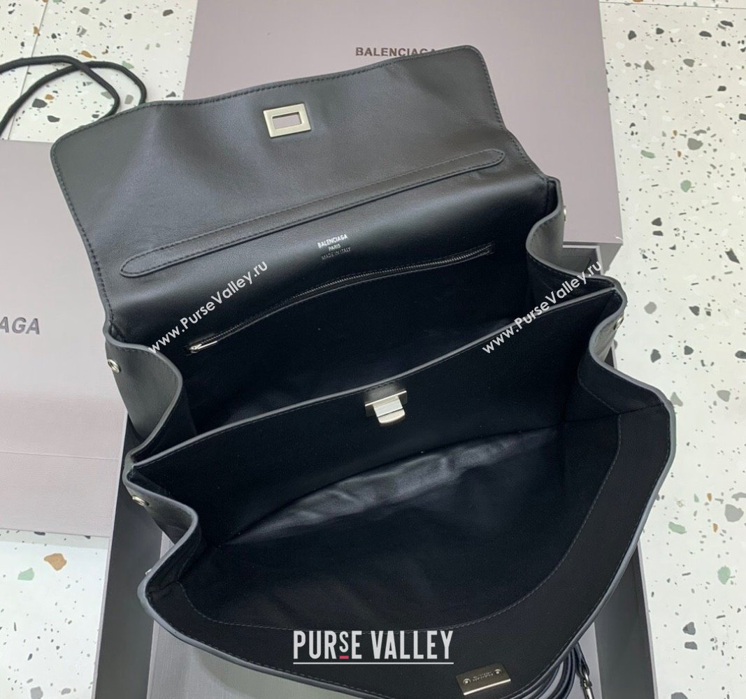 Balenciaga Rodeo Medium Handbag in black smooth calfskin - aged-silver hardware 2024 78972 (JM-240527027)