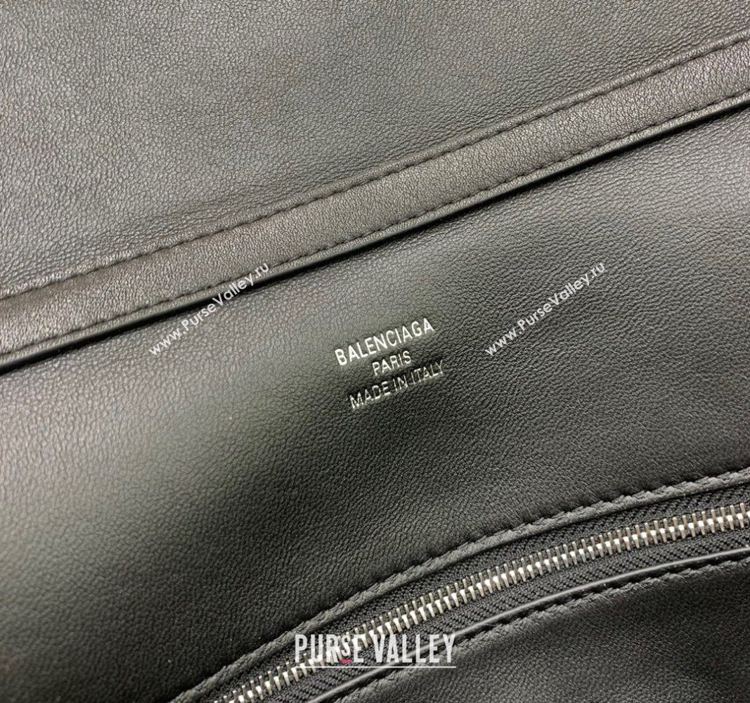 Balenciaga Rodeo Medium Handbag in black smooth calfskin - aged-silver hardware 2024 78972 (JM-240527027)