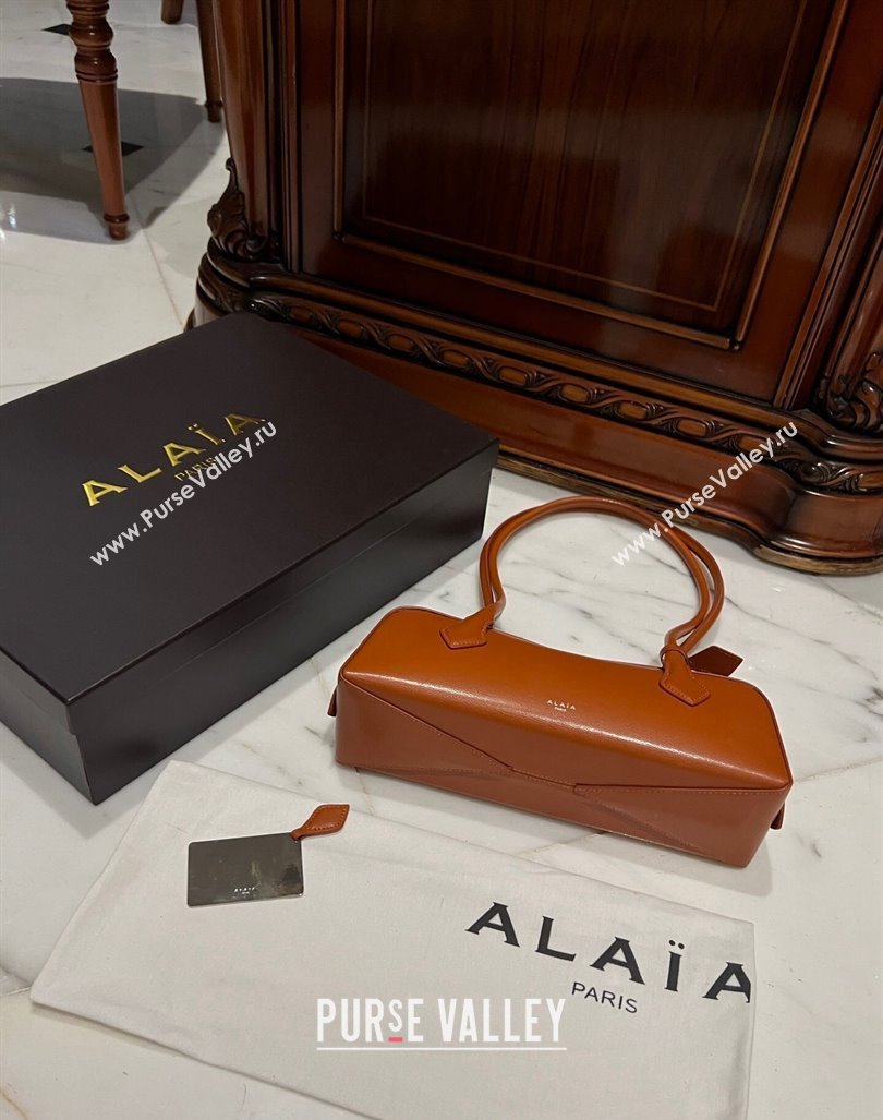 Alaia Le Tecket Medium Long Shoulder bag in Leather Golden Brown 2024 (TZ-240920012)