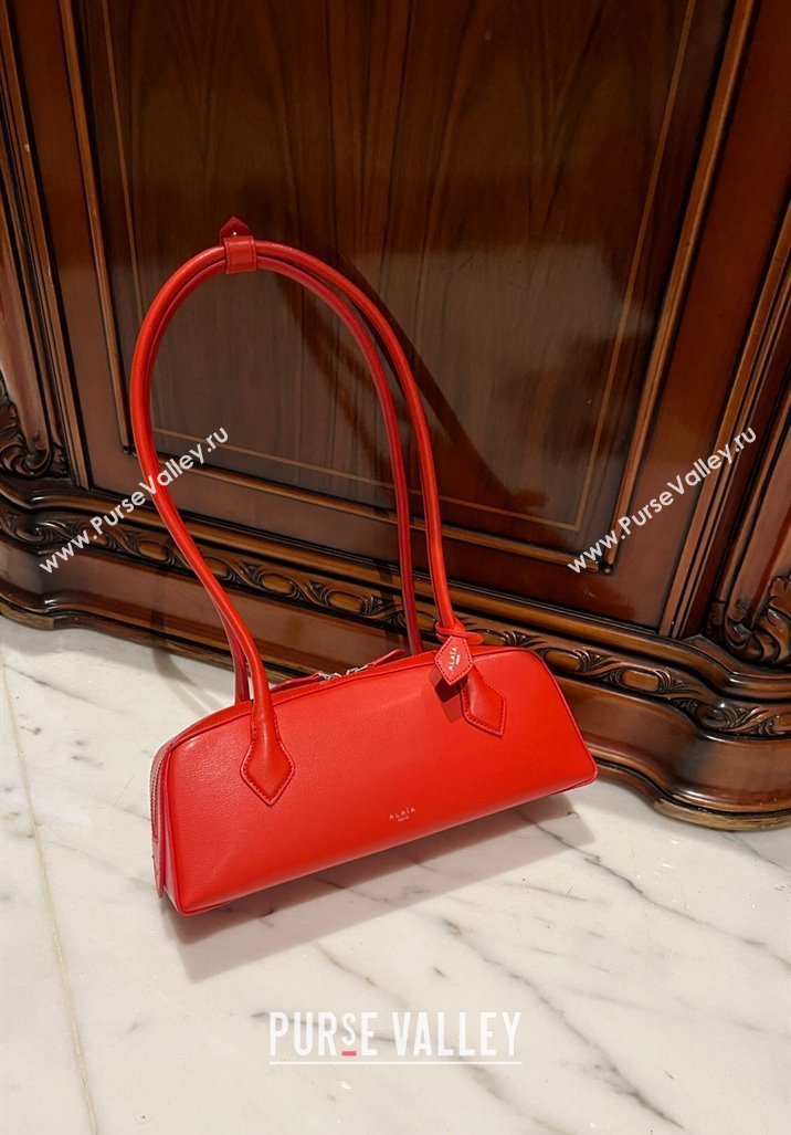 Alaia Le Tecket Medium Long Shoulder bag in Leather Red 2024 0808 (TZ-240920013)