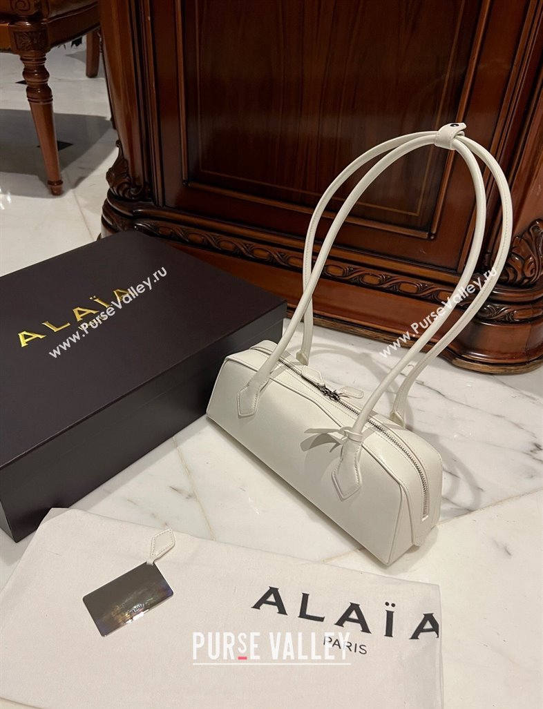 Alaia Le Tecket Medium Long Shoulder bag in Leather White 2024 0808 (TZ-240920008)