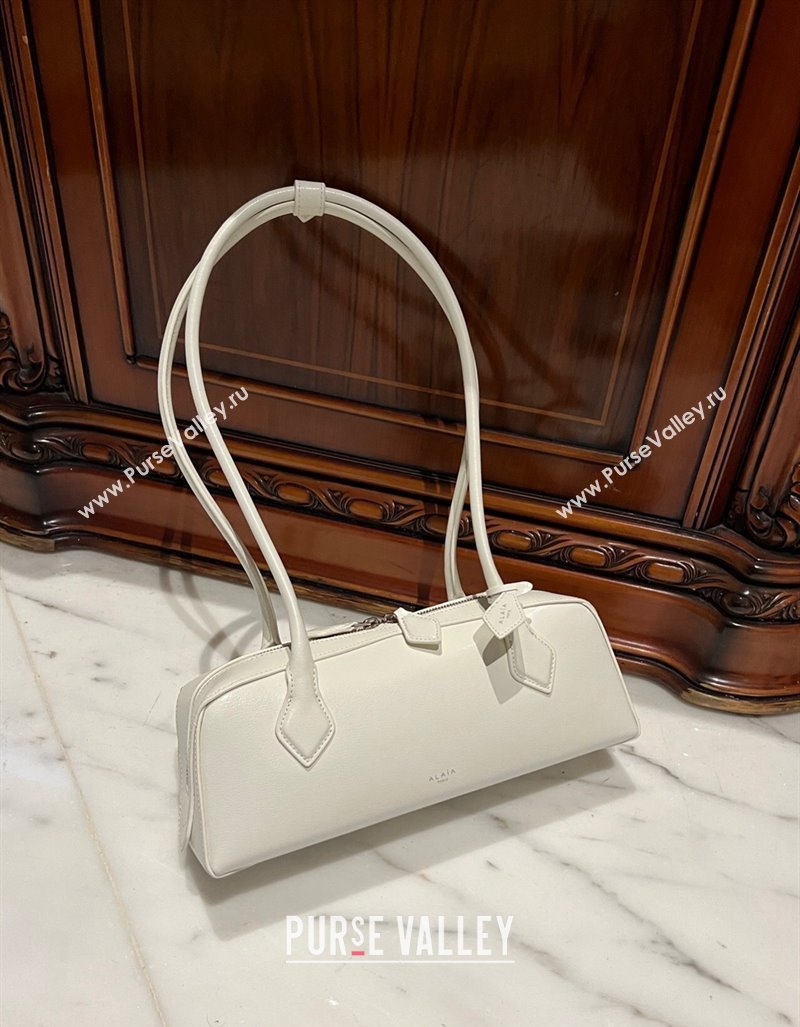 Alaia Le Tecket Medium Long Shoulder bag in Leather White 2024 0808 (TZ-240920008)