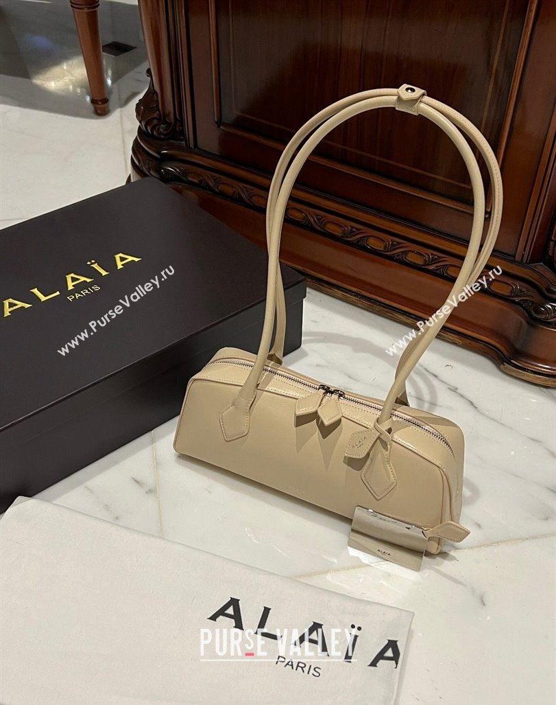 Alaia Le Tecket Medium Long Shoulder bag in Leather Beige 2024 0808 (TZ-240920009)