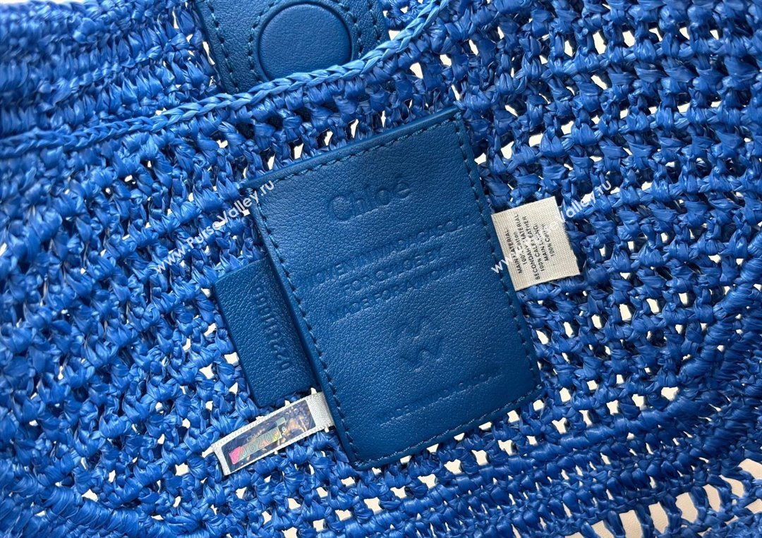 Chloe Summer Banana hobo bag in raffia straw Blue 2025 1668 (YY-250626084)