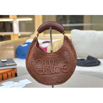 Chloe Summer Banana hobo bag in raffia straw Brown 2025 1668 (YY-250626085)